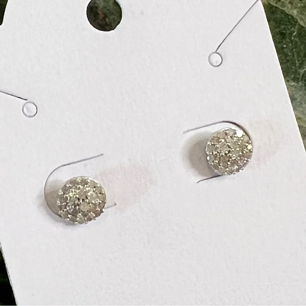Adornia Diamond Pave Post Earrings set in 925 Silver. - Picture 4 of 7